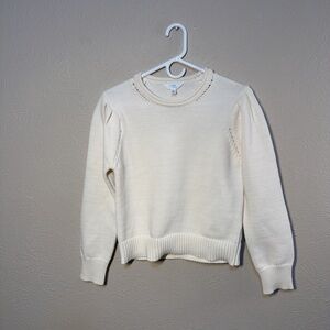 Time and Tru Women's Ivory Crew Neck Sweater